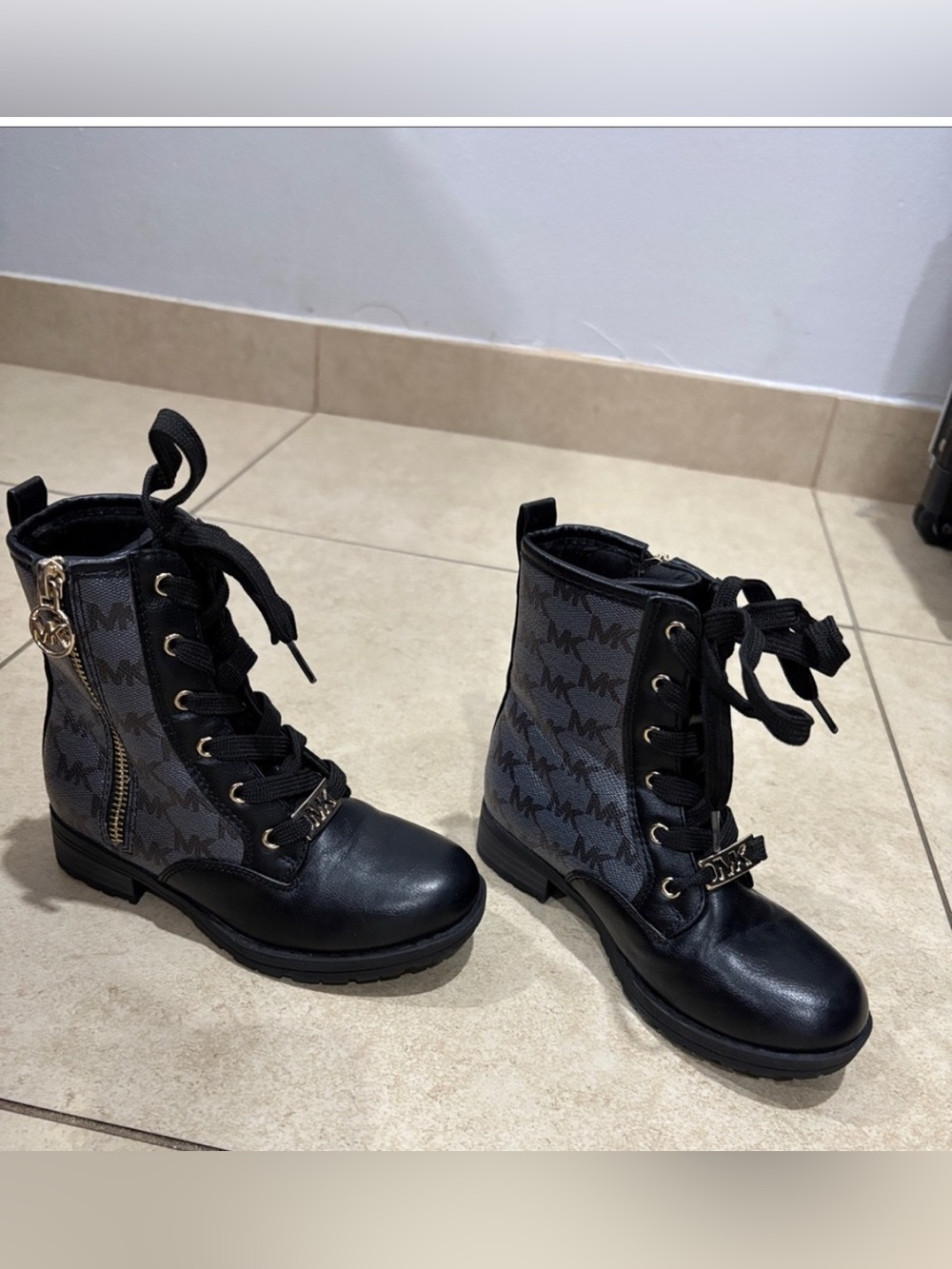 Michael Kors Black Logo Combat Boots ADORABLE 🥰 LIKE NEW !!